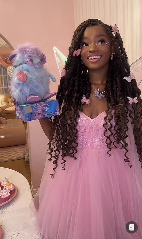 Fairy Braids, Princess Picnic, Black Fae, Princess Braid, Disney Tiana, Soft Girl Makeup, Cute Box Braids Hairstyles, Fairy Aesthetic, Pretty Braided Hairstyles