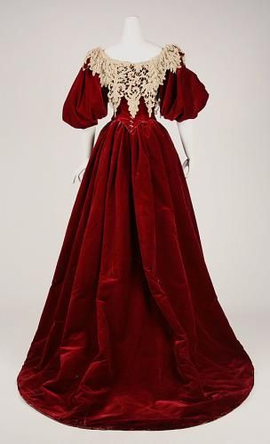 The blood red dress Era Victoria, House Of Worth, 1890s Fashion, 1800s Fashion, Period Dress, 19th Century Fashion, Designer Evening Dresses, Old Dresses, Victorian Clothing