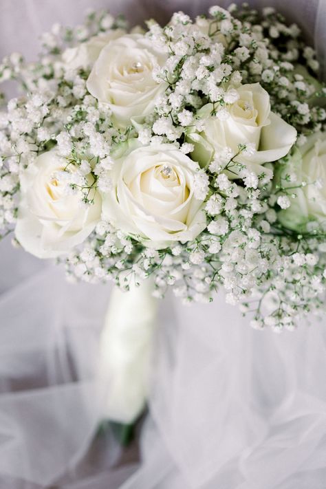 Gypsophilia Bridesmaids Bouquets, Peonies And Gypsophilia, White Roses Baby Breath Wedding, White Rose And Gypsophila Bouquet, White Rose Baby Breath Bouquet, Bridal Bouquet Baby Breath, White Roses And Baby Breath Bouquet, White Roses And Babysbreath, White Rose And Baby Breath Bouquet