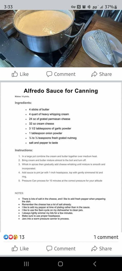 Canning Alfredo Sauce, Goat Milk Recipes, Pressure Canning Recipes, Canning Kitchen, Home Canning Recipes, Canning Food Preservation, Homemade Pantry, Canned Food Storage, Canning Tips