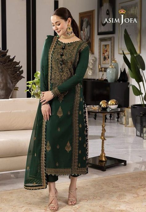 asim jofa Asim Jofa, Embroidered Dupatta, Lace Chiffon, Party Wear, Chiffon, Lace, Green