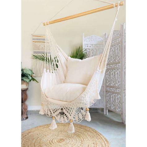 Crochet Chair Hammock Swing Hammock Aesthetic, Bedroom Hammock Chair, Chair Swings, Bedroom Hanging Chair, Swing Chair Bedroom, Hammock In Bedroom, Bedroom Swing, Room Swing, Hanging Chair Indoor