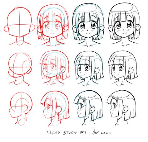 Anime Head Shapes, Eye References, Steps To Draw, Y Letter, Head Study, How To Draw Anime, Drawing Hair Tutorial, 얼굴 드로잉, Anime Tutorial