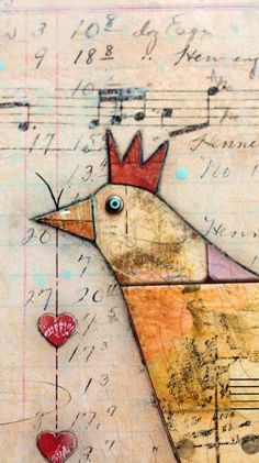 Chicken Collage, Art Newspaper, Chicken Art, Diy Art Projects, Camping Art, Brno, Mixed Media Projects, Mixed Media Art Journaling, Artist Trading Cards