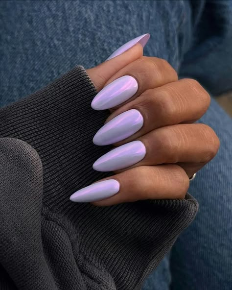 11 Spring 2024 Nail Polish Color Trends You’re About To Be Obsessed With Lavender Chrome Nails, Lavender Chrome, Purple Chrome Nails, Light Purple Nails, Purple Nail Art, Chrome Nails Designs, Purple Nail Designs, Lavender Nails, Blue Nail Designs