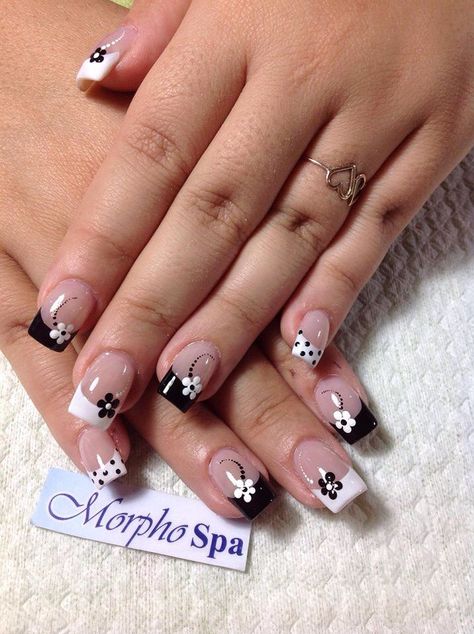 Black And White Nail, 30 Nails, French Manicure Designs, French Manicure Nails, French Nail Art, French Nail Designs, Simple Nail Art Designs, White Nail, Trendy Nail Design