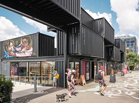 Canada’s largest shipping container market welcomes crowds in Toronto Urban Intervention, Collective Housing, Rail Transport, Container Architecture, Shipping Container House, Exterior Ideas, Container House Design, Shipping Containers, Shipping Container Homes