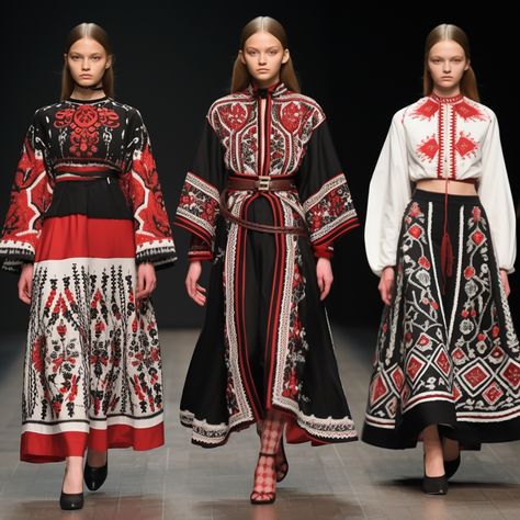 Russian Clothing Modern, Russian Fashion Traditional, Norwegian Clothing, Nomad Fashion, Polish Fashion, South African Traditional Dresses, Polish Clothing, Mexican Outfit, History Fashion