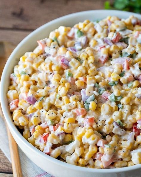 Creamy Corn Salad Recipe | I Wash You Dry Creamy Corn Salad, Easy Corn Salad, Corn Salad Recipe, Summer Flavors, Recipes Salads, Summer Side Dish, Resep Salad, Corn Salad Recipes, Creamy Corn