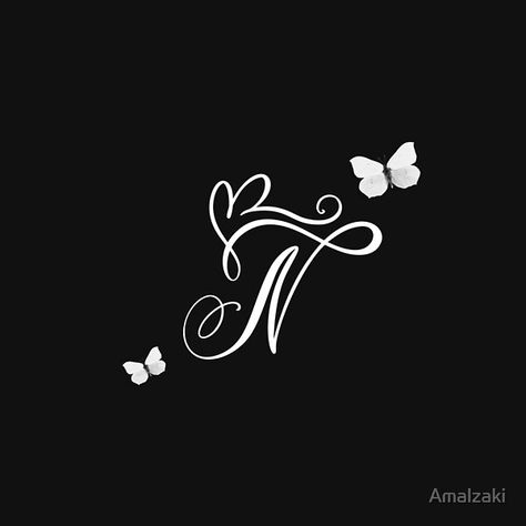 Letter N Drawing Design, The Letter N Design, The Letter N Aesthetic, N And K Letters Together, N Z Letter Love, N Art Letter, Initial N Aesthetic, Alphabet Wallpaper Design, N Initial Wallpaper