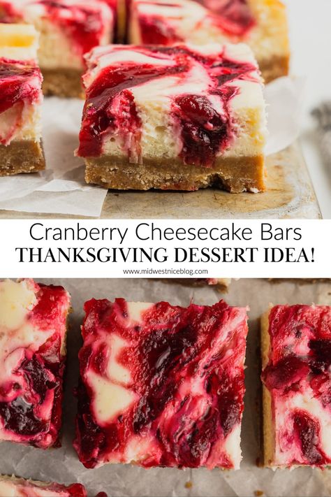 Make these cranberry cheesecake squares with fresh cranberry compote or leftover cranberry sauce for an easy holiday dessert or every day treat that's tart, sweet, and creamy! Desserts With Cranberry Sauce, Cranberry Compote For Cheesecake, What To Make With Cranberry Sauce, Recipes Using Leftover Cranberry Sauce, Canned Cranberry Sauce Recipes Desserts, Christmas Desserts Cranberry, Leftover Cranberry Sauce Recipes Ideas, Thanksgiving Cranberry Desserts, What Can I Do With Left Over Cranberry Sauce