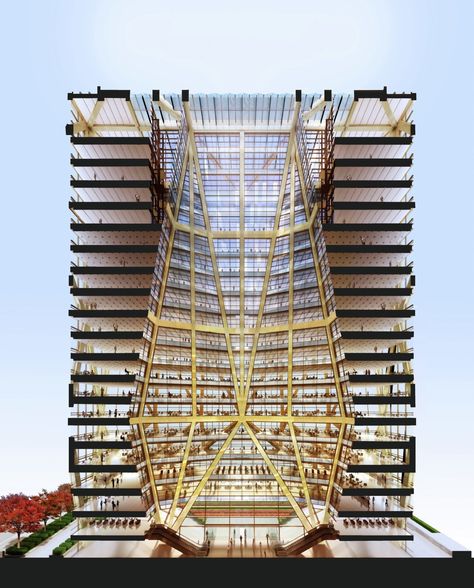 Image 2 of 3 from gallery of Foster + Partners' CITIC Bank Headquarters Tower Breaks Ground. © Foster + Partners Foster And Partners, Hangzhou China, Architectural Rendering, Foster Partners, Arch Model, Norman Foster, Architectural Models, Architecture Model Making, Architectural Section