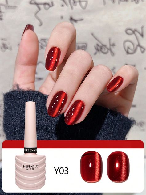 1pc 10ml Millennium Red Cat Eye Gel Polish For Nail Salon With Glass Bead, Satin & Rhinestone Effect, Spring/Summer 2024, Whitening Red    ABS  Peel-Off Nail Polish   Nail,Hand & Foot Care, size features are:Bust: ,Length: ,Sleeve Length: Glass Red Nails, Red Glass Nails, French Nail Polish, Red Cat Eye, Red Gel Nails, Cat Eye Gel Polish, Glitter Gel Polish, Cat Eye Gel, Glass Nails