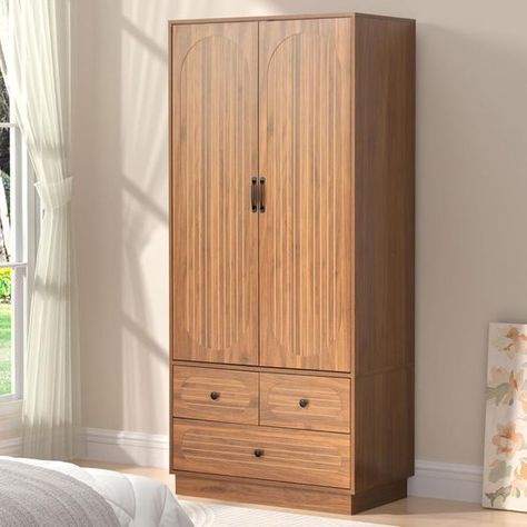 Armoire Wardrobe Closet with Doors, Wardrobe Cabinet with 3 Drawers, Wooden Large Clothing Storage