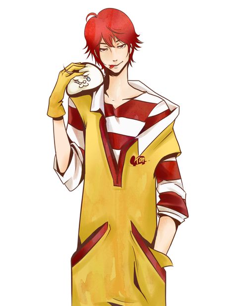 Ronald Mcdonald Drawing, Ronald Mcdonald Fanart Anime, Ronald Mcdonald Fanart, Clown Aesthetic, Hottest Anime, Female Drawing, Cartoon As Anime, Hottest Anime Characters, Anime Version