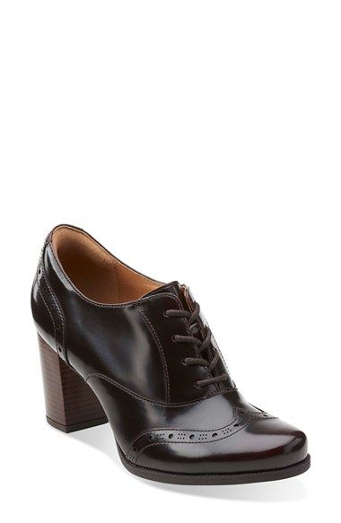 Clarks® 'Ciera Brine' Oxford Pump (Women) Cute Womens Shoes, Corporate Goth, Oxford Pumps, Wingtip Shoes, Burgundy Shoes, Wardrobe Wishlist, Black Oxfords, Clarks Women's, Shoe Fits