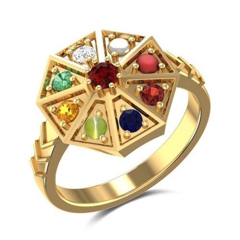 How to Wear a Navaratna Ring #jewelry #fashion #accessories #rings #beauty #fashion Navaratna Ring, Navratna Ring, Pinterest Jewelry, Gold Finger Rings, Rings Gemstone, Mens Rings, Octagon Shape, Fancy Rings, Jewelry Words