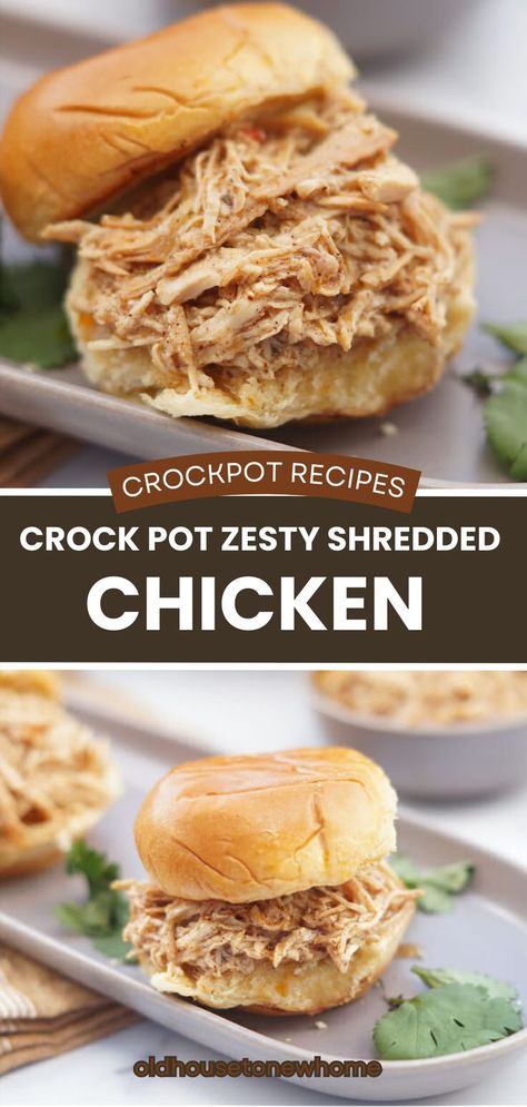 This delicious shredded chicken is perfect for chicken tacos, chicken salad or sandwiches and is a crowd favorite. Everyone always asks for the recipe for this shredded chicken! Shredded Chicken Crockpot Recipes, Best Shredded Chicken, Crock Pot Shredded Chicken, Crock Pot Sandwiches, Shredded Chicken Recipe, Shredded Chicken Sandwiches, Tacos Chicken, Shredded Chicken Crockpot, Slow Cooker Salsa Chicken