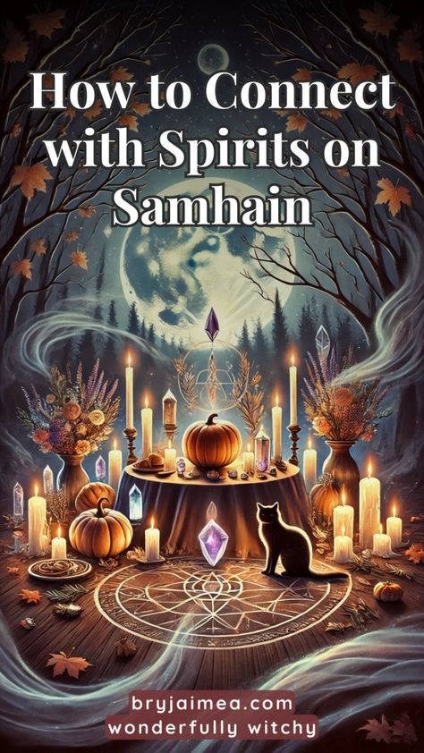 Looking to connect with spirits on Samhain? This article shares rituals and practices to help you reach out to the spirit realm safely and respectfully. From creating an ancestral altar to using divination tools like tarot, learn how to deepen your connection with the otherworld as the veil thins during this sacred time. Samhain Altar, Samhain Ritual, Spirit Communication, Tarot Book, Baby Witch, Forest Spirit, All Souls, Witchcraft Spell Books, Witchy Vibes