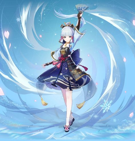 Ayaka Genshin, Kamisato Ayaka, Winter Air, Splash Art, Brain Rot, Small White Flowers, Anime Character, Tao, Constellations