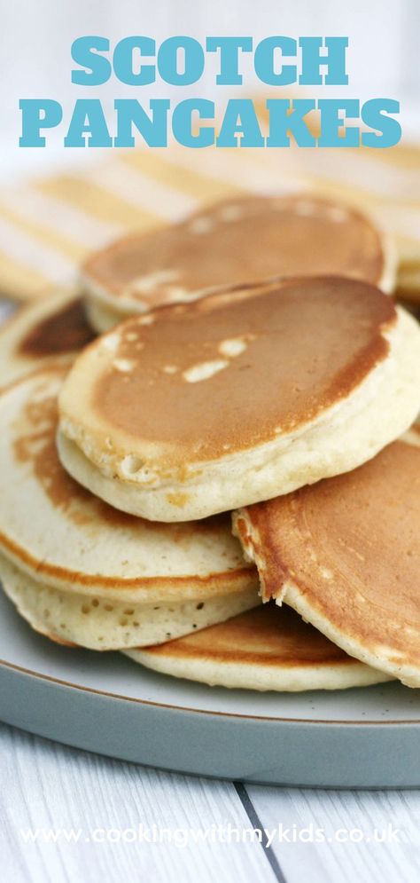 Drop scones, or Scotch pancakes are a delicious, quick and easy snack that all the family will love. Light, fluffy and super tasty, they’re so simple to make they’re perfect recipe for kids to help with. #pancakes #scotch pancakes #drop scones #scottish #pancake day #snack #toddlers food #baking with kids #easy #easy recipe #recipe Dropped Scones Recipe, Scotch Pancakes Recipe, Scottish Scones Recipe, British Pancakes Recipe, Scouse Recipe, Scottish Pancakes, Drop Scones Recipe, Pancake Batter Recipe, Crumpet Recipe