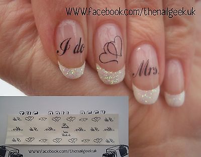 Wedding day/ hen night nail tattoos/ nail decals /nail transfers in Health & Beauty, Nail Care, Manicure & Pedicure, Nail Art Accessories | eBay! Wedding Day Nails, Infinity Nails, Wedding Nails French, French Manicure Nails, Wedding Nails For Bride, Wedding Nails Design, Party Nails, Nail Art Wedding, Nail Tattoo