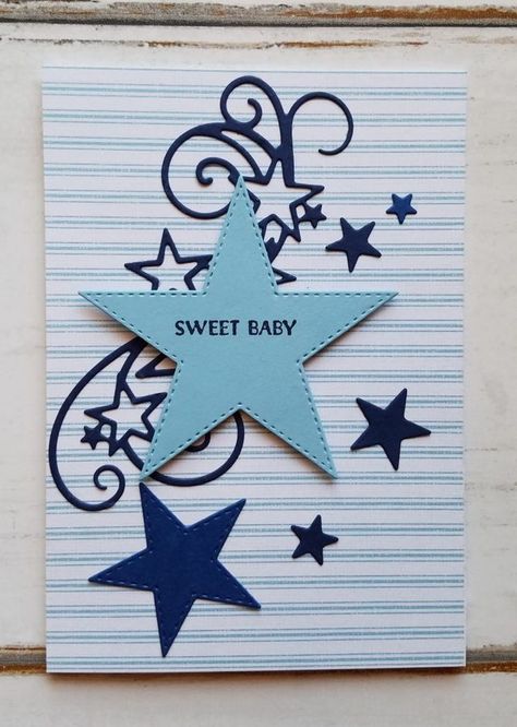 Stampin Up Stitched Stars Dies Cards, Stampin Up Stitched Stars, Card Boards, Patriotic Cards, Baby Cards Handmade, Seasons Greetings Card, Shower Cards, Christmas Stars