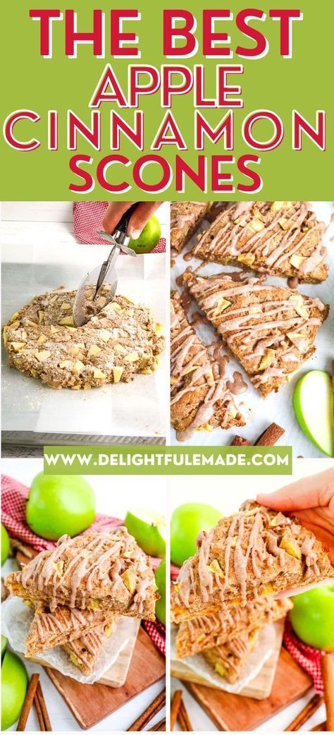 Apple Scones Recipe | Super EASY Apple Cinnamon Scones Apple Scones Recipe Easy, Apple Cinnamon Scones, Apple Cinnamon Scones Recipe, Apple Scones, Cinnamon Scones, How To Make Scones, Scones Recipe Easy, Diet Desserts, Fall Breakfast