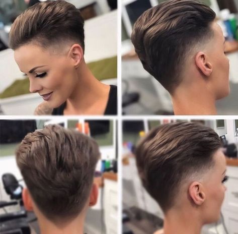 Female Fade Haircut, Hair Cut Ideas, Androgynous Haircut, Androgynous Hair, Tomboy Hairstyles, Hair Undercut, Girls Short Haircuts, Tapered Haircut, Short Hair Undercut