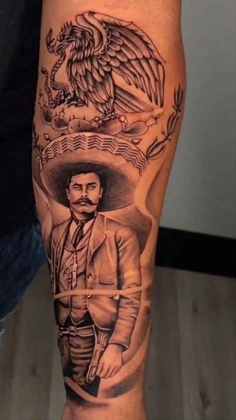 Pancho Villa Tattoo Design, Raza Tattoos, Mexican Tattoo Ideas For Men, Mexican Tattoo Ideas, Mexican Heroes, Mexico Tattoo, Virgin Mary Tattoo, Mexican Tattoo, Mary Tattoo