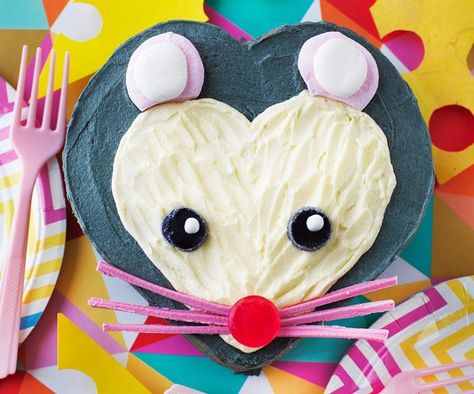 Mouse Cake Recipe, Animal Birthday Cake, Quiet As A Mouse, Mouse Birthday Cake, Rice Bubbles, Bread Pudding With Apples, Animal Birthday Cakes, Heart Shaped Cakes, Cake Shapes