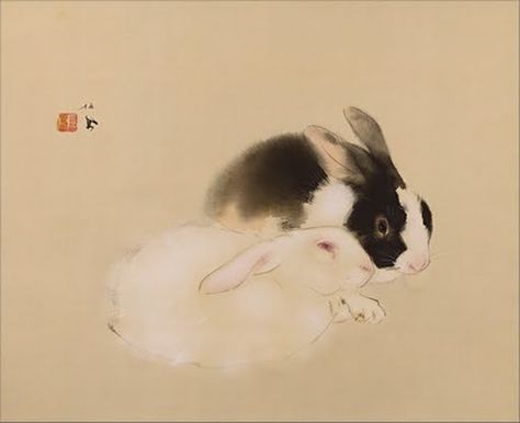 Rabbits - Seiho Takeuchi — Google Arts & Culture Rabbits Painting, Chinese Rabbit, Country Nursery, Hare Art, Hare Painting, Kid Decor, Easter Printable, Rabbit Painting, Chinese Brush Painting