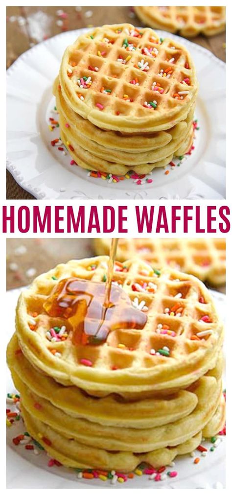 Easy Homemade Waffles Recipe, Waffle Recipe No Milk, Homemade Waffles Recipe, Homemade Waffle Recipe Easy, Mini Waffle Recipe, Belgian Waffle Recipe, Easy Waffle Recipe, Waffle Maker Recipes, Fluffy Waffles