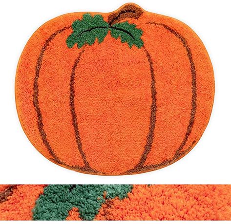 Orange Bath Rug, Orange Bath Mat, Halloween Bathroom Decor, Halloween Bath, Cartoon Bathroom, Fall Bathroom Decor, Funny Orange, Shape Cartoon, Fall Bathroom