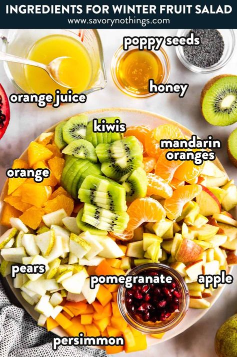 Winter Fruit Salad Recipe, Christmas Fruit Salad, Easy Fruit Salad Recipes, Winter Fruit Salad, Winter Snack, Winter Salad Recipes, Fruit Salad Recipe, Fruit Salad Easy, Christmas Recipes Appetizers