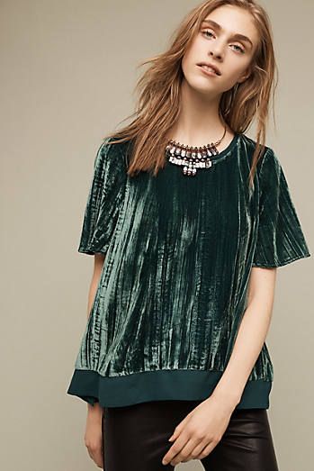 Velvet Swing Tee Velvet Tees, Evening Tops, Velvet Blouses, Velvet Top, Velvet Fashion, Velvet Tops, Crushed Velvet, Green Velvet, Velvet Dress