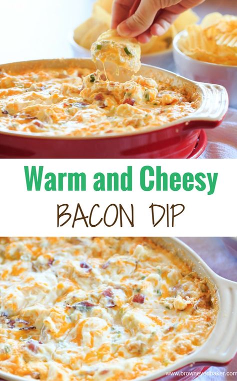 Hot Bacon Dip Recipes, Loaded Baked Potato Dip, Potato Dip, Cheesy Bacon Dip, Baked Potato Dip, Nacho Dip, Cheese Dips, Jalapeno Popper Dip, Delicious Dips