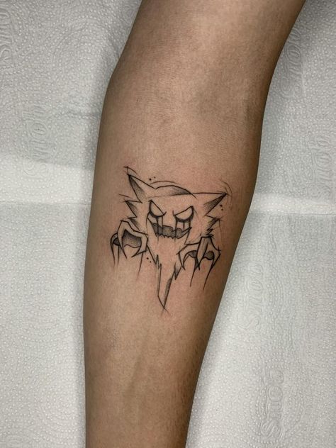 Ghost Pokemon Tattoo, Haunter Tattoo, Mewtwo Tattoo, Haunter Pokemon, Pokemon Mewtwo, Ghost Pokemon, Pokemon Tattoo, Anime Tattoos, Cute Little Drawings