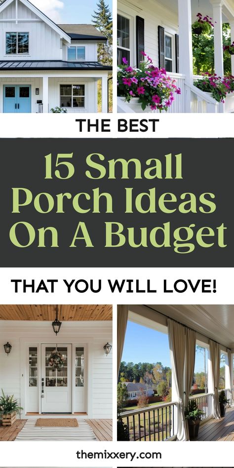 [object Object] Fromt Porch Ideas, Small Porch Ideas On A Budget, Narrow Front Porch Ideas, Side Porch Ideas, Small Porch Decor, Small Back Porches, Small Front Porch Decor, Front Porch Seating, Small Porch Ideas