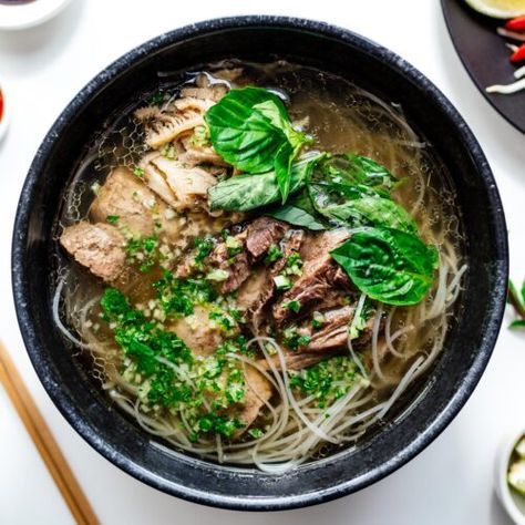 Truly Authentic Vietnamese Pho Recipe · i am a food blog Authentic Pho Recipe, Instant Pot Pho Recipe, Vietnamese Pho Soup Recipe, Asian Noodle Soup, Pho Soup Recipe, Pho Beef, Pho Broth, Beef Rib, Vietnamese Pho