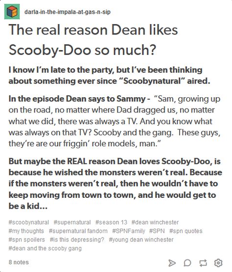 Supernatural Scooby Doo, Scooby Doo Headcanon, Scooby Doo Theories, Dean Winchester Headcanon, Top Cas Bottom Dean, Supernatural Headcanon, Supernatural Dean And Charlie, Supernatural Crossover, Scooby Doo Mystery Inc