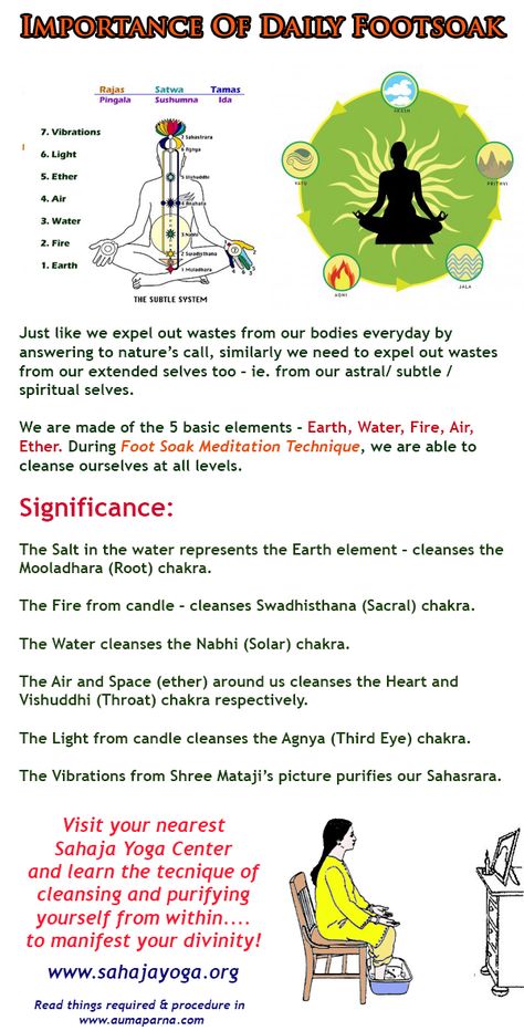 How To Do Daily Footsoak - A Sahaja Yoga Meditation Technique - AumAparna Sahaja Yoga Meditation, Shri Mataji, Sahaja Yoga, Pranic Healing, Kundalini Awakening, Foot Soak, Chakra Yoga, Meditation Benefits, Meditation Techniques