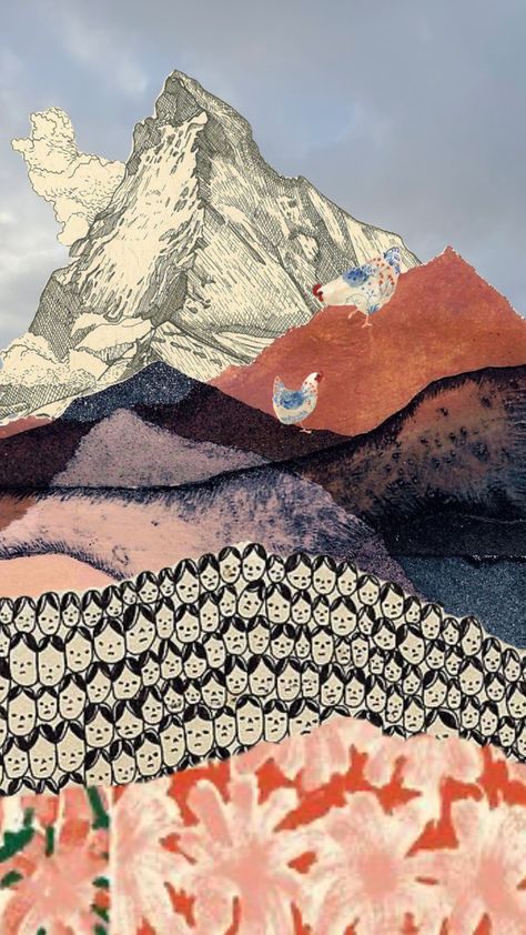 making a mountain out of a (collage) #art Collage Art Abstract, Scenery Collage, Large Collage Art, Collage Landscape Art, Landscape Collage Ideas, Collage Landscapes, Landscape Collage Photography, Landscape Collage Art, Mountain Collage