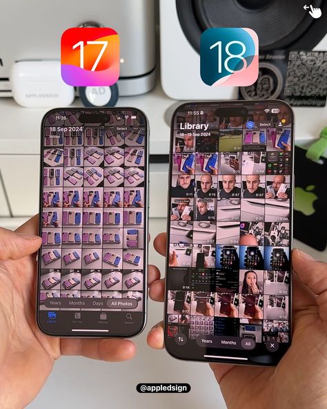 Which design do you prefer? I really started to enjoy the iOS 18 one! _______ #ios18 #photosapp #ios17 #iphone16 #refinedsign Iphone 17, Iphone Obsession, Girly Room, Beautiful Images, Ios, Iphone, Gifts, Quick Saves, Design