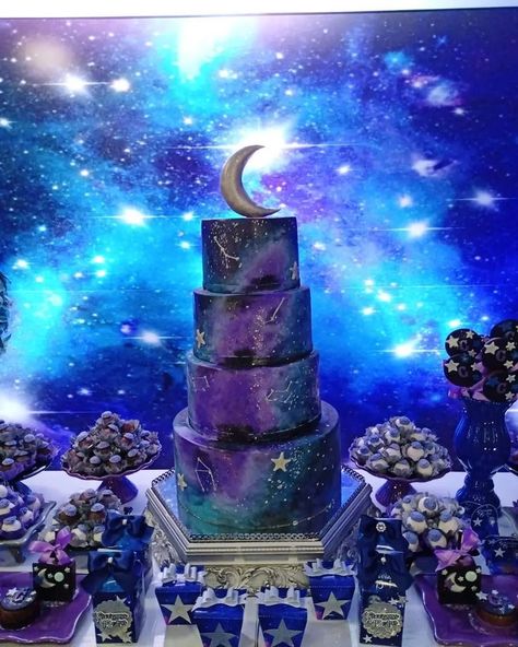 2nd Birthday Party Themes Summer, Party Themes Summer, Summer Wedding Nails, Celestial Wedding Theme, Purple Cakes Birthday, Galaxy Wedding, Birthday Party Girl, Quinceanera Planning, Moon Party