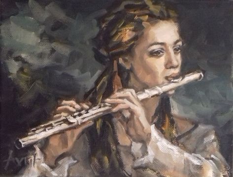 Transverse Flute, Flute Player, Flute Sheet Music, Flute Music, High Art, Realistic Art, Woman Painting, Drawing Poses, Aesthetic Iphone Wallpaper