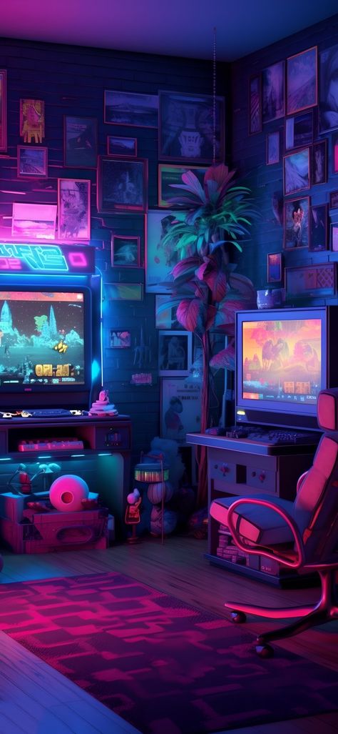 Vaporwave Room Aesthetic, Punk Backgrounds, Room Phone, Punk Background, Vaporwave Room, Retro Basement, Retro Synthwave, Lovely Aesthetic, Rainbow Things