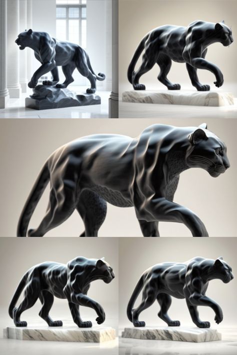 Sculpture For Garden, Sculpture For Home Decor, Panther Sculpture, Sculpture Contemporary, Sculpture Abstract, Living Room Black, Garden Modern, Home Decor Black, Office Black