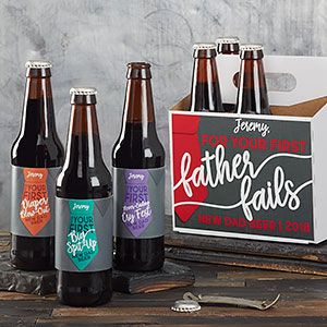 Personalized Beer Bottle Labels For New Dads - 20675 Beer Bottle Carrier, Bottle Koozies, Beer Bottle Labels, Unique Gifts For Dad, Beer Party, Personalized Beer, Personalized Fathers Day Gifts, Bottle Wrapping, Beer Design