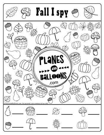 Free printable I spy activity - numbers 1-10 preschool and kindergraten. #prek #planesandballoons I Spy Autumn Free Printable, Fall I Spy Printables For Kids Free, Fall I Spy, Thanksgiving Ispy, Graphing Kindergarten, Fall Puzzles, I Spy Worksheets, Activity Numbers, Homeschool Themes